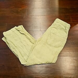 ZARA GREEN LINEN TROUSERS PANTS SLACKS SZ S $40